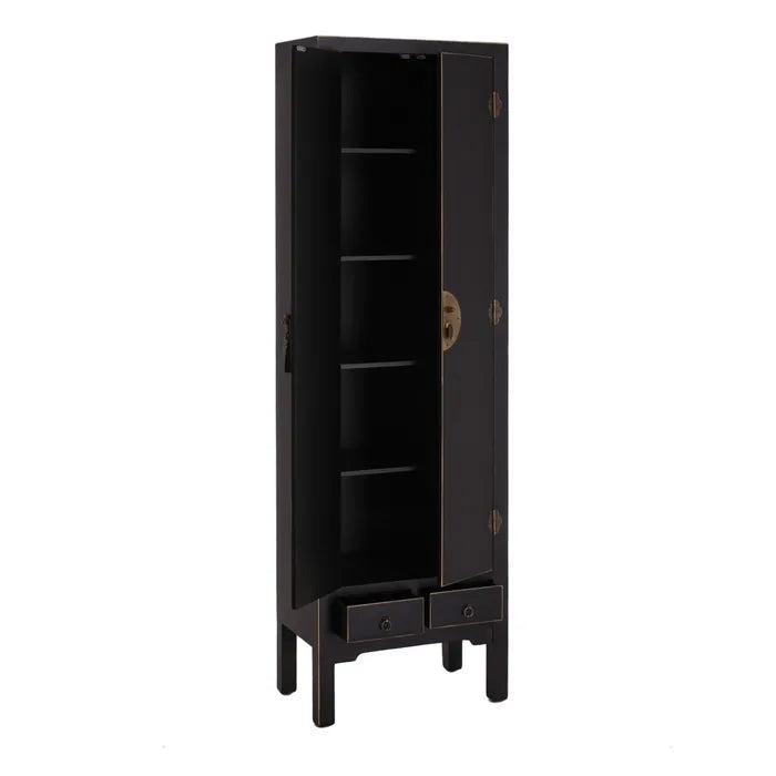 Armario 2 puertas y 2 cajones negro 55 X 33 X 185 cm