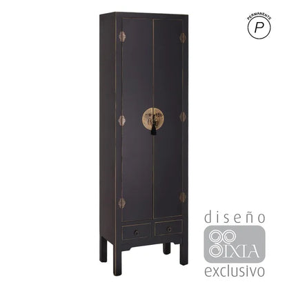 Armario 2 puertas y 2 cajones negro 55 X 33 X 185 cm