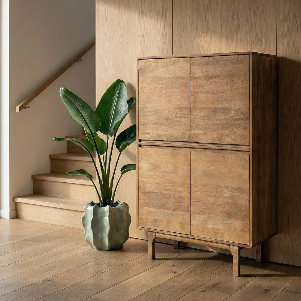 ARMARIO NATURAL MADERA DE MANGO SALÓN 90 X 45 X 145 CM