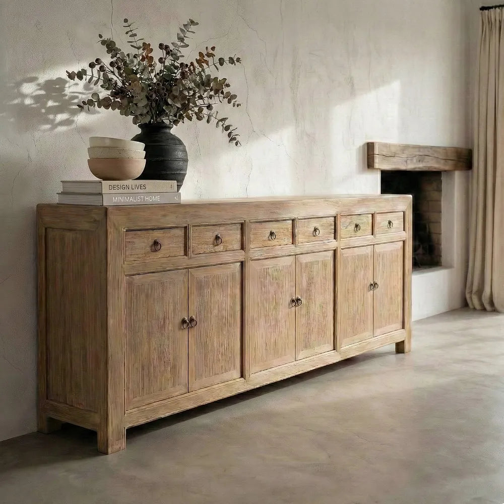 Aparador madera de pino salón 240 X 44 X 94 cm