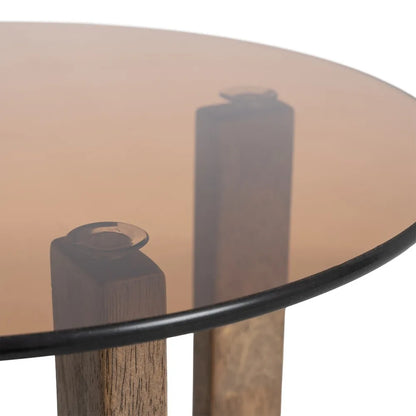 MESA AUXILIAR MARRÓN MADERA-CRISTAL 40 X 40 X 51 CM