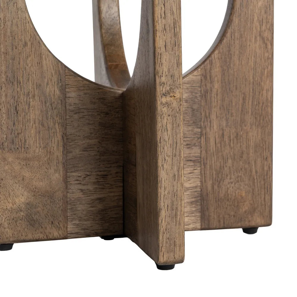 MESA AUXILIAR MARRÓN MADERA-CRISTAL 40 X 40 X 51 CM