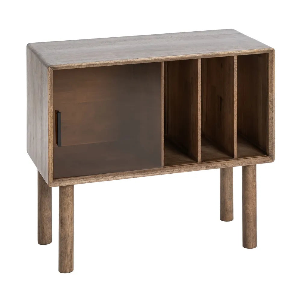 MUEBLE AUXILIAR MARRÓN MADERA-CRISTAL 80 X 38 X 70 CM