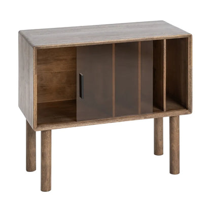 MUEBLE AUXILIAR MARRÓN MADERA-CRISTAL 80 X 38 X 70 CM