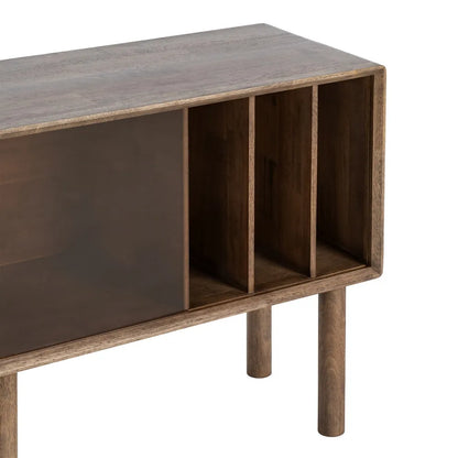 MUEBLE AUXILIAR MARRÓN MADERA-CRISTAL 80 X 38 X 70 CM