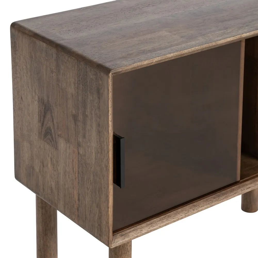 MUEBLE AUXILIAR MARRÓN MADERA-CRISTAL 80 X 38 X 70 CM