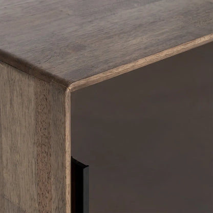 MUEBLE AUXILIAR MARRÓN MADERA-CRISTAL 80 X 38 X 70 CM