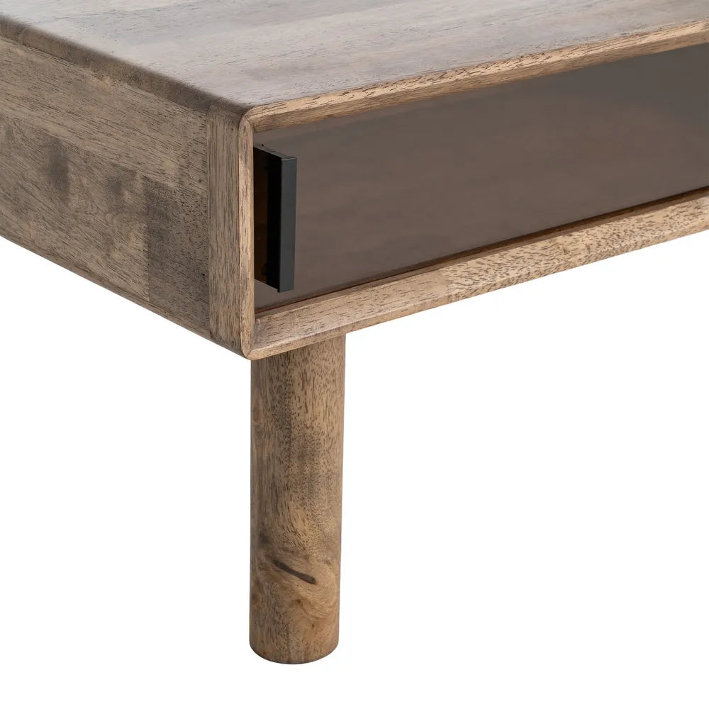 Mesa Centro marrón madera-cristal 120 X 60 X 40 CM