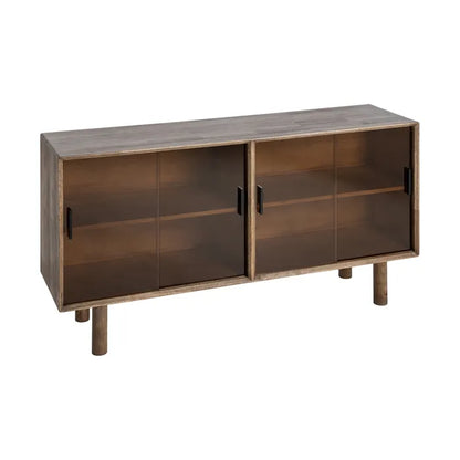 Aparador marrón madera-cristal 160 x 46 x 80 cm