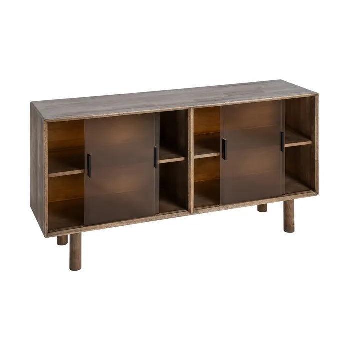 Aparador marrón madera-cristal 160 x 46 x 80 cm