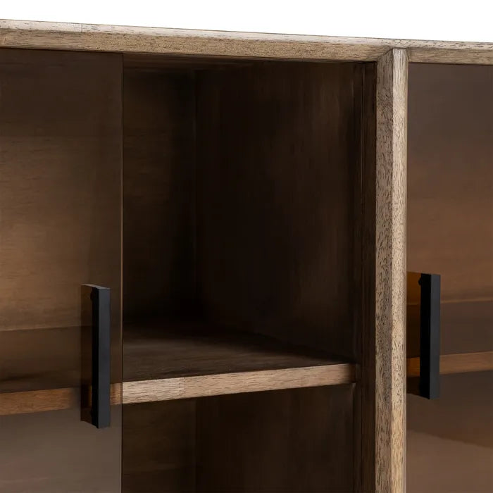 Aparador marrón madera-cristal 160 x 46 x 80 cm