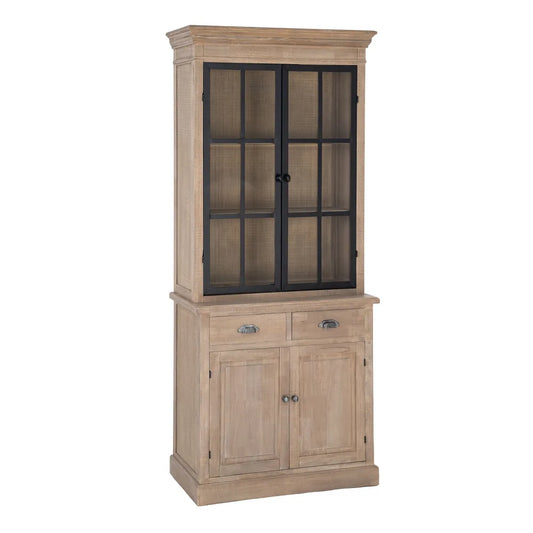 Vitrina natural-negro de madera de pino 87 X 40 X 198 cm