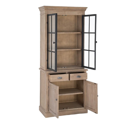 Vitrina natural-negro de madera de pino 87 X 40 X 198 cm