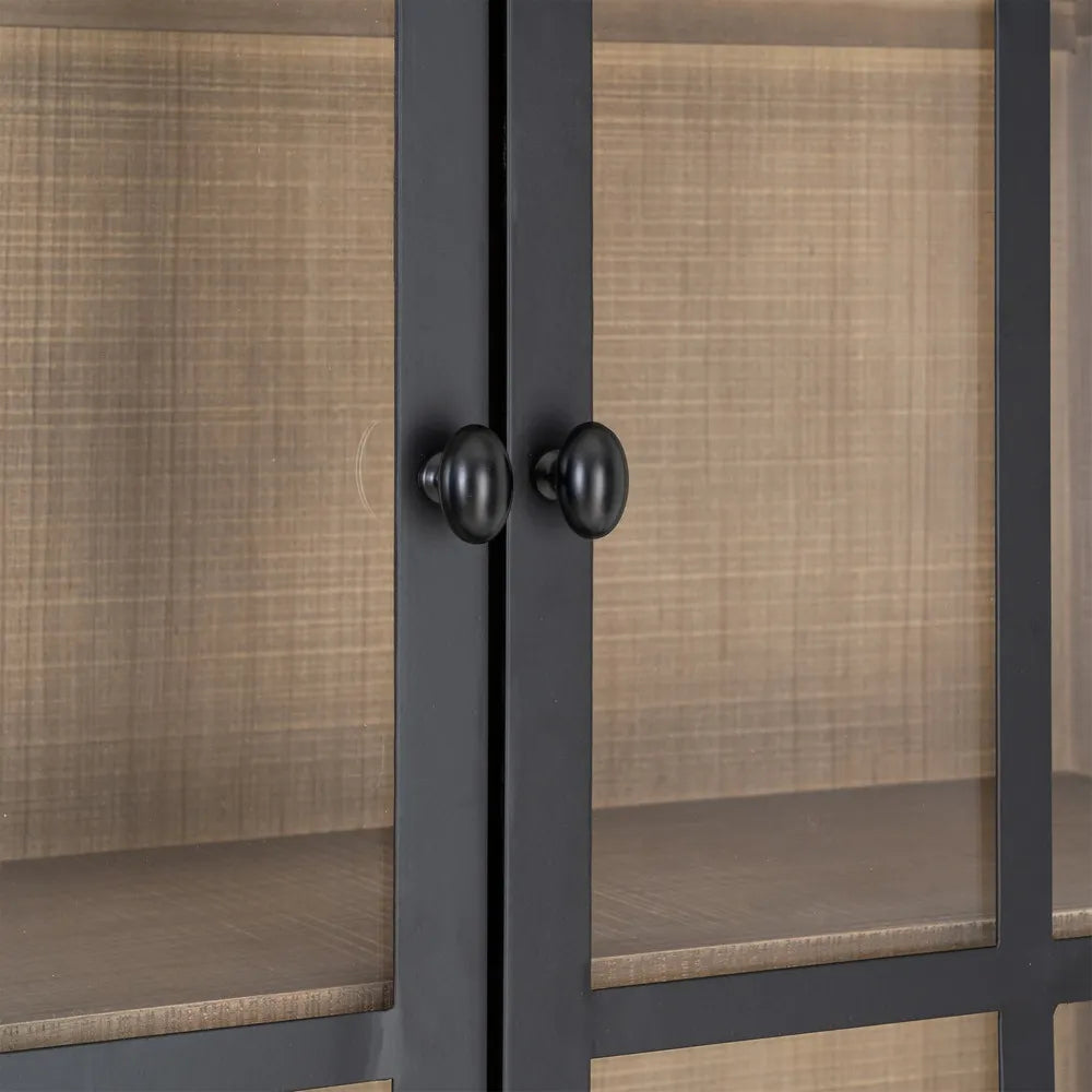 Vitrina natural-negro de madera de pino 87 X 40 X 198 cm