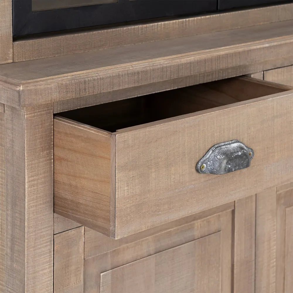 Vitrina natural-negro de madera de pino 87 X 40 X 198 cm